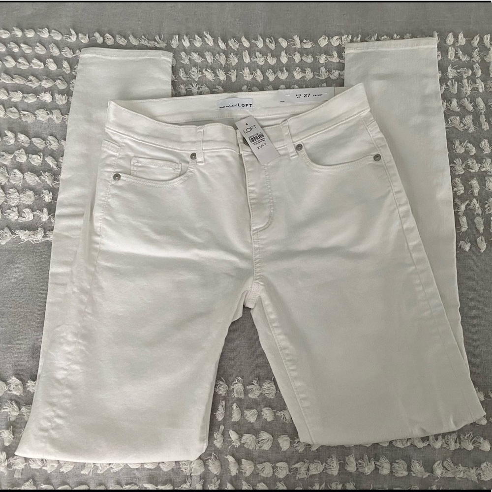 NWT-Loft White Mid-Rise Skinny Jeans 4 Tall